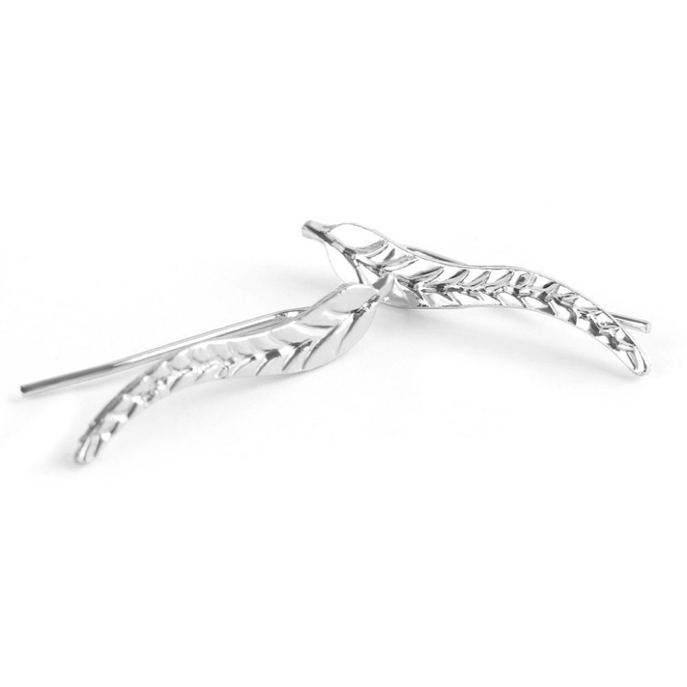 Leaf Silver Womens Climbers Earrings Stud Bohemian